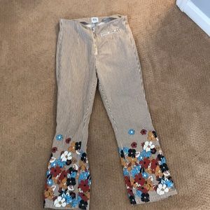 BDG Flared Striped and Floral High Waisted Pants